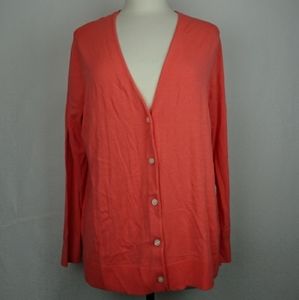 New Loft light V-neck coral color cardigan sweater plus size 16/18